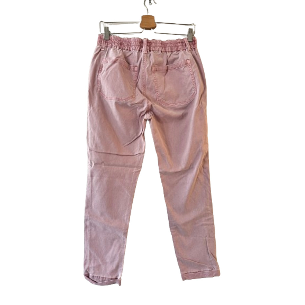 PAIGE Women's Christy High Rise Pants 29 Pink Drawstring Tapered Cropped Stretch - Picture 4 of 14